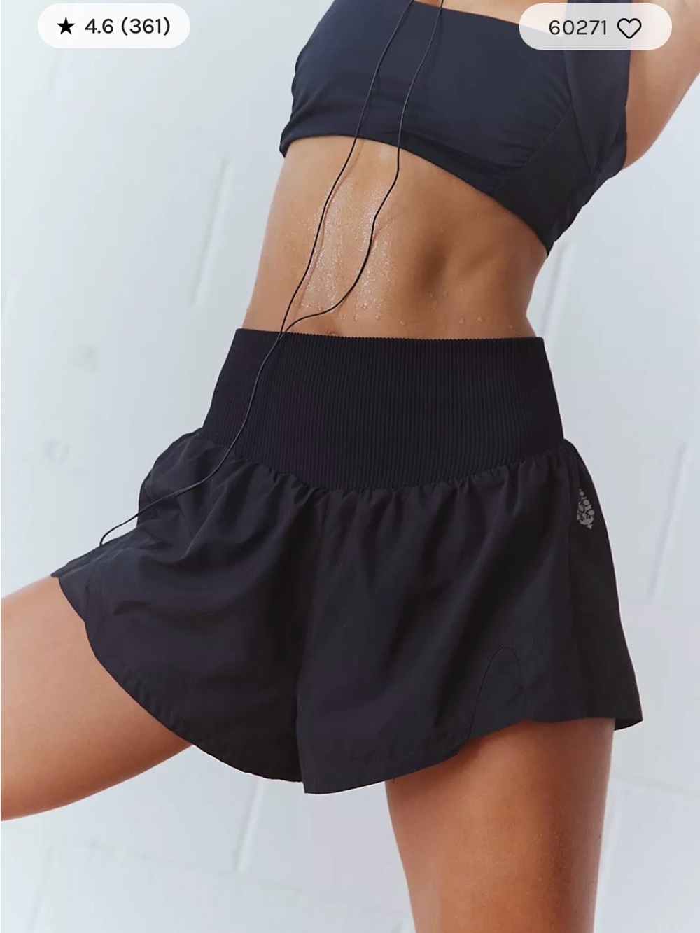 Free People High-Waist Black Athletic Shorts